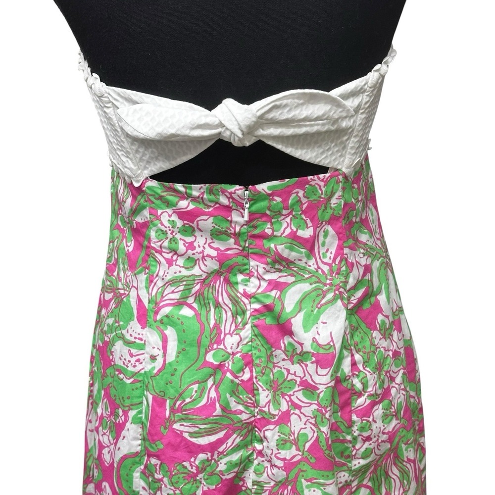 Lilly Pulitzer Franco Hotty Pink Forgot My Trunks Strapless Tie Back Dress 6 - Picture 4 of 9